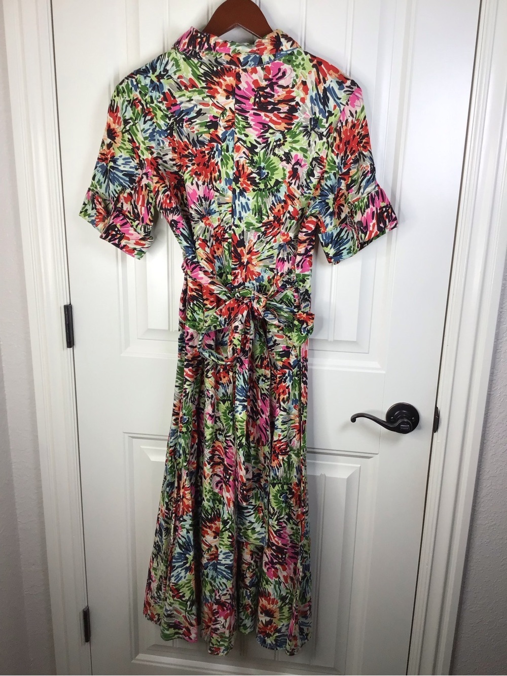 Vintage JG Hook Faux Wrap 100% Linen Floral Print Dress Size 10P. - Picture 6 of 6